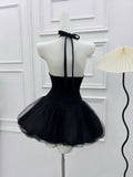 Cute Ball Gown Halter Little Black Dress Party Dresses Short Formal Homecoming Dresses Night Chic Elegant Short Dresses Cocktail Dress 16th Birthday Outfits Hoco Dresses HZ1121