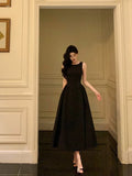Sexy A Line Scoop Black Sleeveless Prom Dresses Party Dress Summer Birthday Outfits Birthday Dresses HZ1121