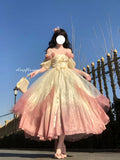 Vintage Ball Gown Off The Shoulder Short Sleeves 16th Ombre Pink Birthday Dresses Lolita Dress Birthday Outfits HZ1121