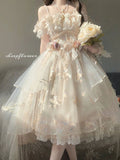 Vintage Ball Gown Off The Shoulder Lace Summer Long Holiday Dresses 16th Birthday Dress Lolita Dress Flowers Birthday Outfits HZ1121