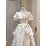 Vintage A line Sweetheart Ivory Summer 18th With Sleeves Birthday Dress Lolita Dress Birthday Outfits HZ1121
