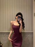 Sexy Mermaid Spaghetti Straps Grape Sleeveless Prom Dresses Party Dress Summer Birthday Outfits 20th Birthday Dresses HZ1121
