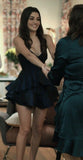 Trendy Ball Gown Sweetheart Satin Navy Blue Mini Short Formal 7th Grade Homecoming Dresses Middle School Short Prom Dress Hoco Outfits HZ1121