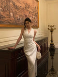 Sexy Sheath Halter White Sleeveless Prom Dresses Party Dress Summer Birthday Outfits Birthday Dresses HZ1121