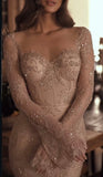 Ethereal Wedding Dress Sheath V Neck Lace Long Sleeves White Wedding Dresses Bridal Gowns HZ1121