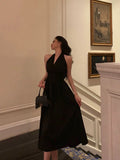 Sexy A Line Halter Black Sleeveless Prom Dresses Party Dress Summer Birthday Outfits Birthday Dresses HZ1121