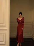 Sexy A line Long Sleeves Red 21st Birthday Dress Party Gown Birthday Outfits Birthday Dress Ideas For Women HZ1121