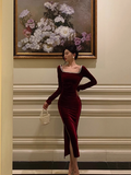 Sexy Sheath Long Sleeves Burgundy 21st Birthday Dress Party Gown Birthday Outfits Birthday Dress Ideas For Women HZ1121