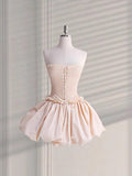 Cute Ball Gown Strapless Pink Mini Party Dresses Short Formal Homecoming Dresses Night Chic Elegant Short Dresses Cocktail Dress 16th Birthday Outfits Tulle Hoco Dresses HZ1121