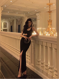 Sexy Sheath Black Satin 21st Birthday Dress Party Gown Birthday Outfits Birthday Dress Ideas For Women HZ1121