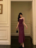 Sexy Mermaid Spaghetti Straps Grape Sleeveless Prom Dresses Party Dress Summer Birthday Outfits 20th Birthday Dresses HZ1121