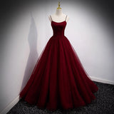 Elegant Ball Gown Spaghetti Straps Burgundy Long Prom Dresses Party Dress Summer 20th Birthday Outfits 18th Birthday Dresses For Teens HZ1121