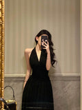 Sexy A Line Halter Black Sleeveless Prom Dresses Party Dress Summer Birthday Outfits 18th Birthday Dresses HZ1121