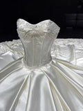 Classy Elegant Wedding Dress Ball Gown Strapless Satin Lace Long Wedding Dresses Bridal Gowns HZ1121