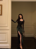Sexy Sheath Long Sleeves Green 21st Birthday Dress Party Gown Birthday Outfits Birthday Dress Ideas For Women HZ1121