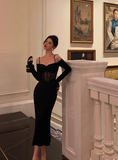Sexy Sheath Long Sleeves Black 21st Birthday Dress Party Gown Birthday Outfits Birthday Dress Ideas For Women HZ1121