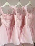 Simple A Line Square Neck Pink Short Formal Homecoming Dresses Party Graduation Dress Dance Hoco Dresses HZ1121