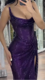 Classy Mermaid Strapless Black Girls Sequin Grape Sequin Long Prom Dresses Party Dress Birthday Outfits Graduation Dresses HZ1121