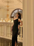 Sexy Sheath One Shoulder Black Sleeveless Prom Dresses Party Dress Summer Birthday Outfits 18th Birthday Dresses HZ1121