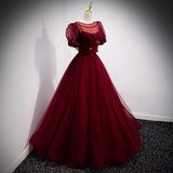 Elegant Ball Gown Spaghetti Straps Burgundy Long Prom Dresses Party Dress Summer 20th Birthday Outfits 18th Birthday Dresses For Teens HZ1121