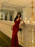 Sexy Mermaid Halter Red Sequin Sleeveless Prom Dresses Party Dress Summer Birthday Outfits 20th Birthday Dresses HZ1121