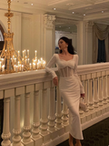 Sexy Sheath White Long Sleeves Satin 21st Birthday Dress Party Gown Birthday Outfits Birthday Dress Ideas For Women HZ1121