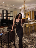 Sexy Mermaid Black Spaghetti Straps Satin 21st Birthday Dress Party Gown Birthday Outfits Birthday Dress Ideas For Women HZ1121
