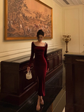 Sexy Sheath Long Sleeves Burgundy 21st Birthday Dress Party Gown Birthday Outfits Birthday Dress Ideas For Women HZ1121