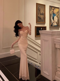 Sexy Sheath Off The Shoulder White Long Sleeves Satin 21st Birthday Dress Party Gown Birthday Outfits Birthday Dress Ideas For Women HZ1121