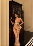Sexy Sheath Pink Floral Blue 21st Birthday Dress Party Gown Birthday Outfits Birthday Dress Ideas For Women HZ1121