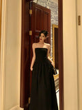 Sexy A Line Strapless Black Sleeveless Prom Dresses Party Dress Summer Birthday Outfits 18th Birthday Dresses HZ1121