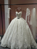 Modest White Strapless Lace Applique Long Ball Gown Elegant Tulle Wedding Dress Cute Quinceanera Dress HZ1121