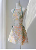 Pretty A Line Halter Green Lace Short Mini Formal 8th Grade Homecoming Dresses Summer Middle School Hoco Dress Homecoming Outfits HZ1121