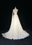 Vintage Bridal Gown 1960s A line One Shoulder Sleeveless Chiffon Pleated Beads Long White Wedding Dresses Elegant Bridal Gowns HZ1121