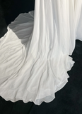 Vintage Bridal Gown 1960s A line One Shoulder Sleeveless Chiffon Pleated Beads Long White Wedding Dresses Elegant Bridal Gowns HZ1121