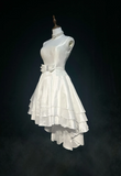Vintage Bridal Gown 1960s High Low Scoop Sleeveless Pleated Bow-knot Beads White Short Wedding Dresses Elegant Bridal Gowns HZ1121
