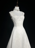 Vintage Bridal Gown 1960s Ball Gown Sweetheart Neck Sleeveless Satin Beads Long White Wedding Dresses Elegant Bridal Gowns HZ1121