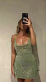 Cute A line Halter Sequin Mini Short Formal 8th Grade Homecoming Dresses Summer Middle School Hoco Dress Homecoming Outfits Birthday Outfit HZ1121