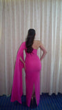 Elegant Sheath One Shoulder Hot Pink Chiffon Long Prom Dresses Party Dress Summer 22th Birthday Outfits 21st Birthday Dresses HZ1121