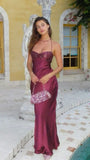 Vintage Sheath Halter Burgundy Satin Long Prom Dresses Party Dress Summer 22th Birthday Outfits 21st Birthday Dresses HZ1121