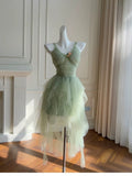 Cute A Line Straps Mint Green Tulle Formal 8th Grade Homecoming Dresses Summer Middle School Hoco Dress Homecoming Outfits HZ1121