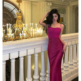 Elegant Mermaid Spaghetti Straps Hot Pink Long Prom Dresses Party Dress Summer 22th Birthday Outfits 18th Birthday Dresses HZ1121