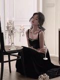 Elegant A Line Spaghetti Straps Black Velvet Prom Dresses Party Dress Summer 22th Birthday Outfits 18th Birthday Dresses HZ1121