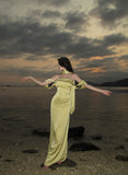 Elegant Mermaid Off The Shoulder Yellow Satin Prom Dresses Party Dress Summer 22th Birthday Outfits 18th Birthday Dresses HZ1121