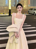 Elegant A Line Square Neck Satin Prom Dresses Party Dress Summer 22th Birthday Outfits 18th Birthday Dresses HZ1121