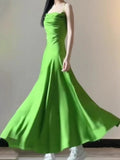 Elegant Mermaid Spaghetti Straps Green Slit Long Prom Dresses Party Dress Summer 22th Birthday Outfits 18th Birthday Dresses HZ1121