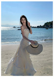 Elegant Mermaid Spaghetti Straps White Satin Long Prom Dresses Party Dress Summer 22th Birthday Outfits 18th Birthday Dresses HZ1121