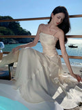 Elegant Mermaid Spaghetti Straps White Satin Long Prom Dresses Party Dress Summer 22th Birthday Outfits 18th Birthday Dresses HZ1121