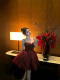 Sexy A line Spaghetti Straps Burgundy Tulle Mini Short Formal 8th Grade Homecoming Dresses Summer Middle School Hoco Dress Homecoming Outfits Birthday Outfit HZ1121