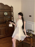 Sexy A line Halter Chiffon White Mini Short Formal 8th Grade Homecoming Dresses Summer Middle School Hoco Dress Homecoming Outfits Birthday Outfit HZ1121